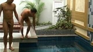 Stud Latinos in Public Pool Bareback sex porn video